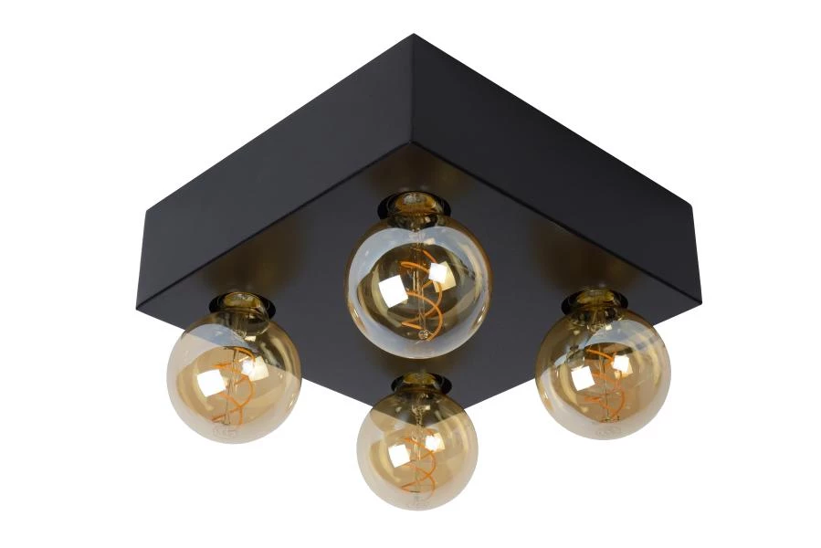 Lucide SURTUS - Flush ceiling light - 4xE27 - Black - off